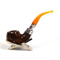 Peterson Spigot Flame Grain 03 Amber Stem Silver Mounted Fishtail Pipe (PE493)